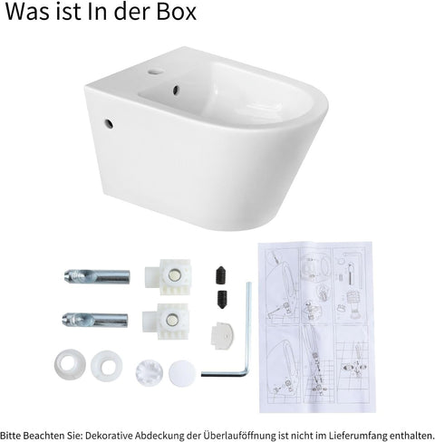 Hänge-Bidet mit Nano-Beschichtung - Wand-Bidet aus Keramik mit Hahnloch und Überlaufschutz - Dusche Hygienedusche WC für Intimreinigung