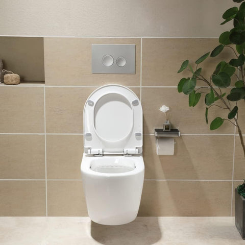 Hänge WC Spülrandlos WC Set aus Keramik-Hängetoilette mit Softclose WC-Sitz